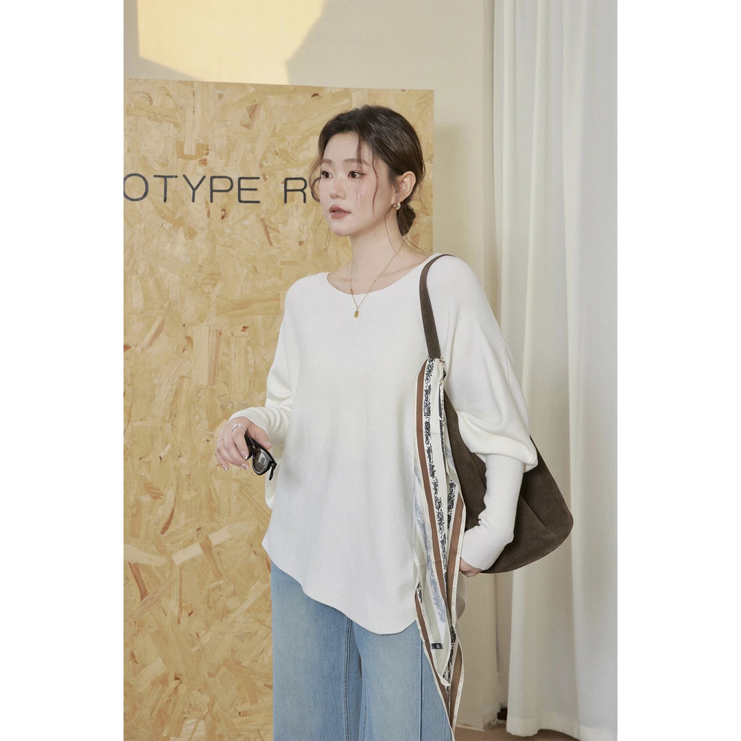 现货大婉酱微胖定制【慵懒光影】蝙蝠袖针织衫宽松慵懒风毛衣1058D