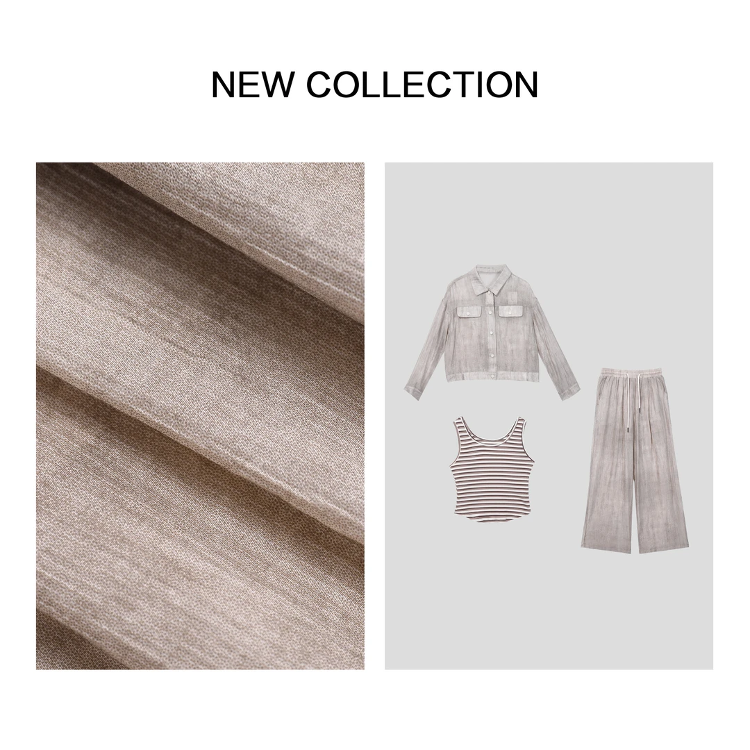 【珊珊专属】D3F39015B 春季自然清新 棉麻材质上衣+背心+长裤-3350