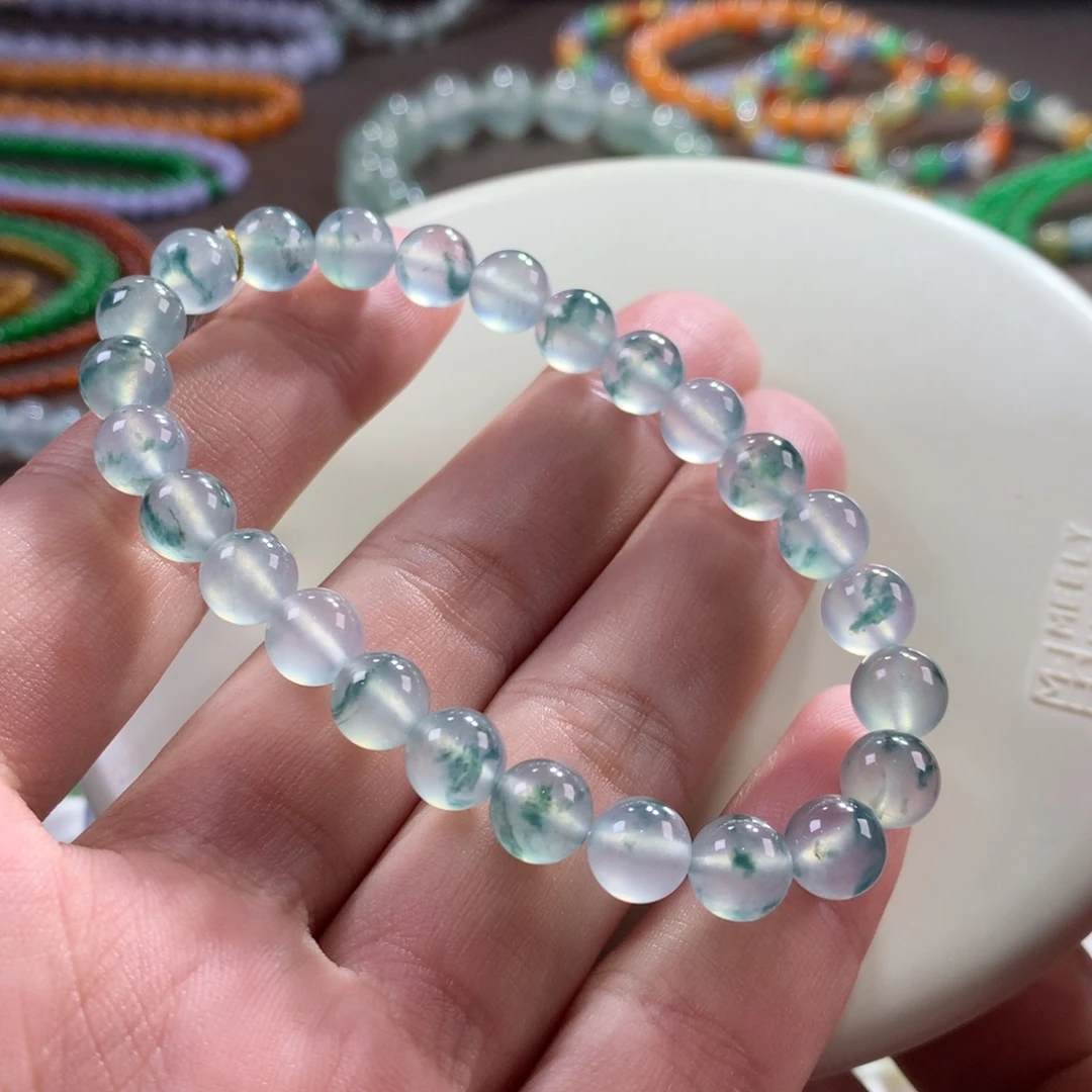 翡翠未镶嵌手链翡翠玻璃钢冰茅台白飘绿野仙踪卡7+