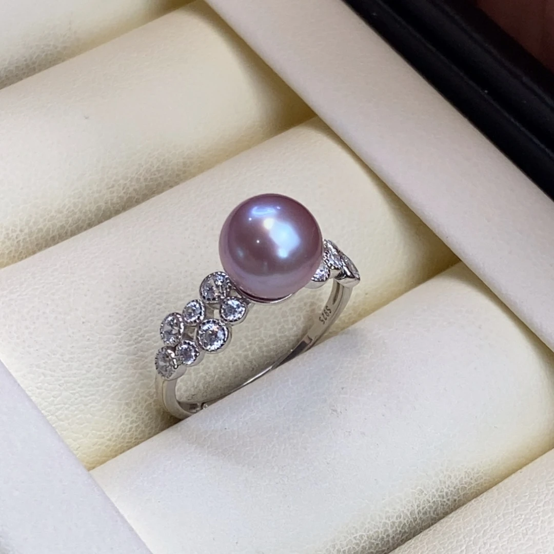 银S925镶嵌戒指淡水珍珠