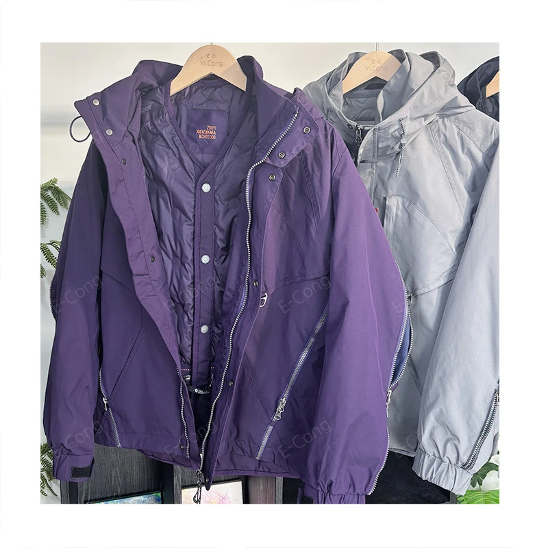 小众设计师潮牌INS风两件套可拆卸三合一三防冲锋羽绒外套-09