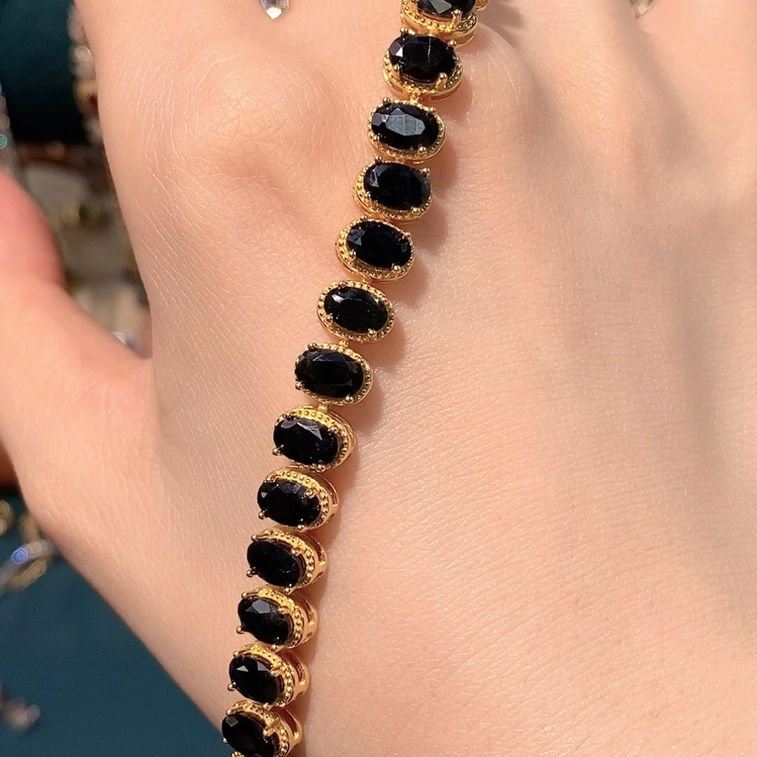 蓝宝石手链银S925镶嵌清****7天然