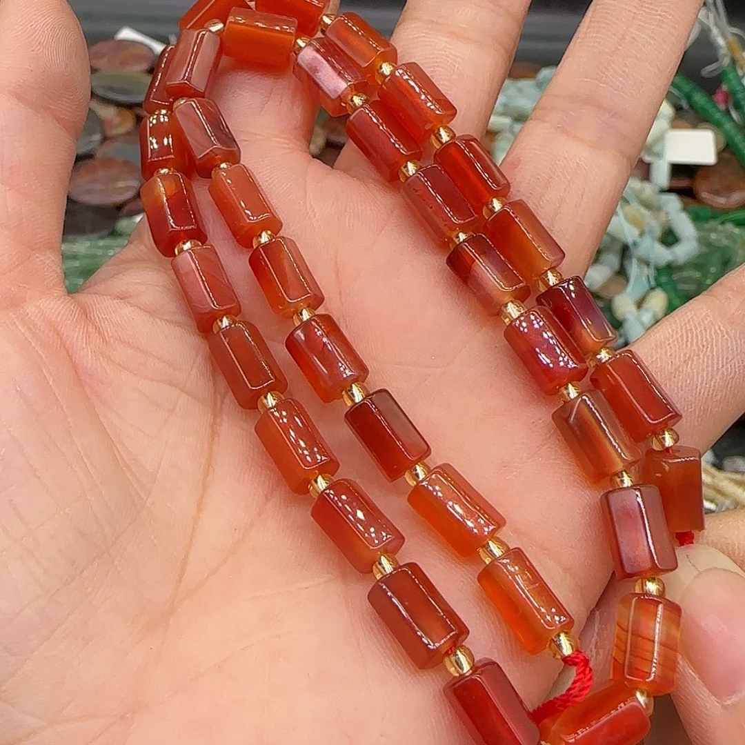 合金玛瑙/玉髓珠宝半成品红玛瑙6mm一条