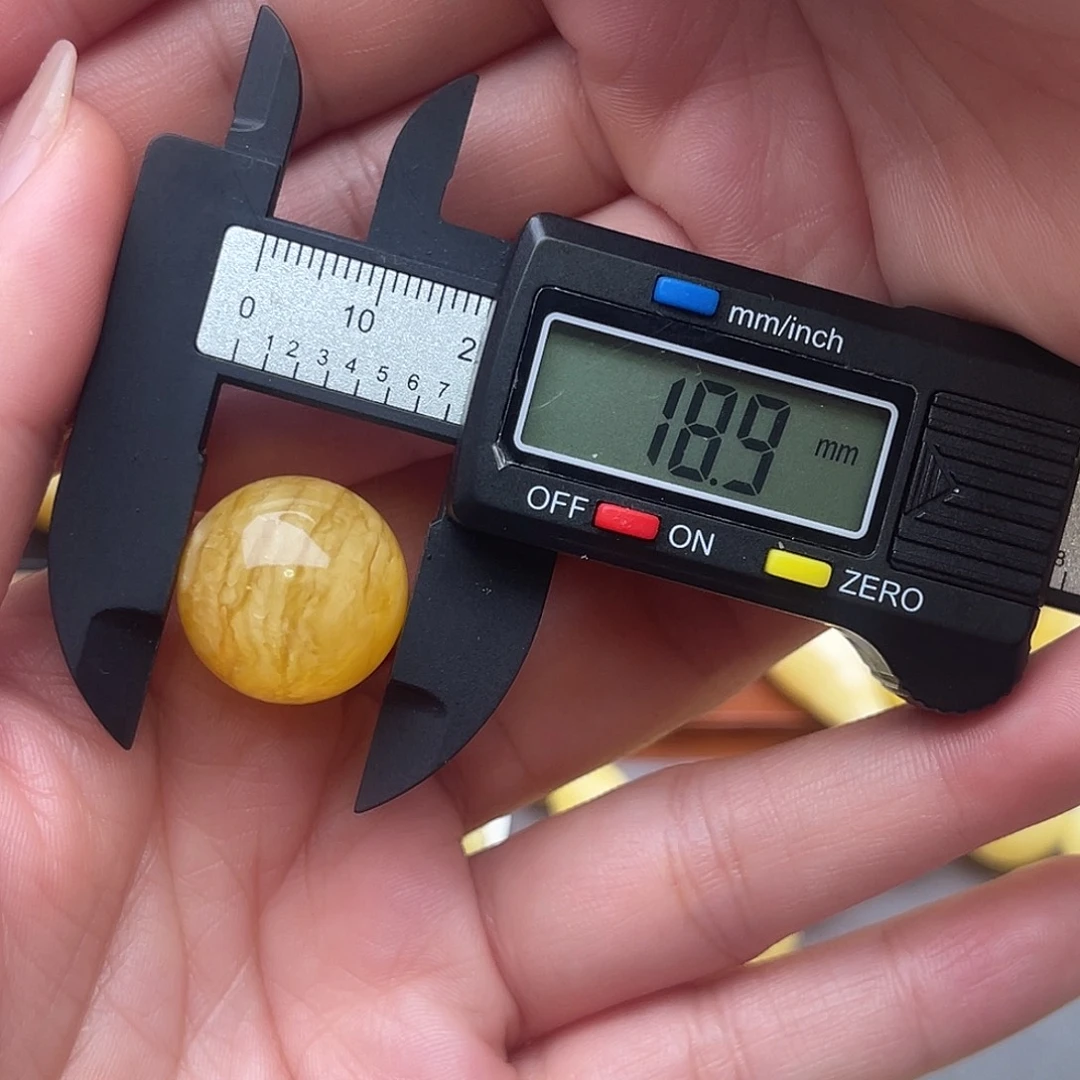琥珀未镶嵌裸石蜜蜡圆珠梦焦糖虎皮纹