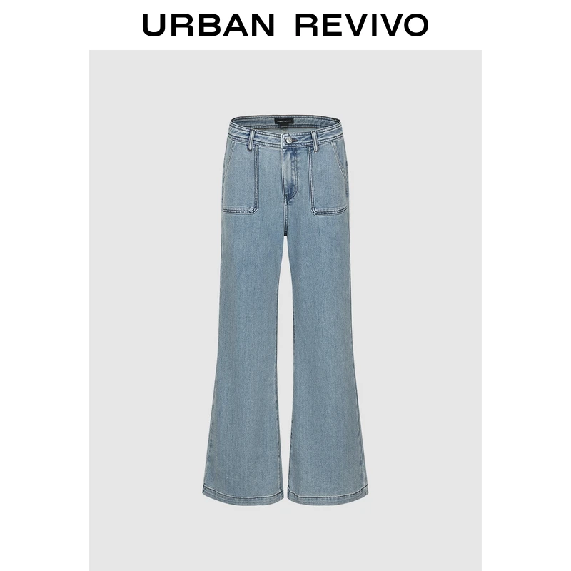 UR2025夏季新款女装复古休闲百搭喇叭牛仔长裤UWM850095