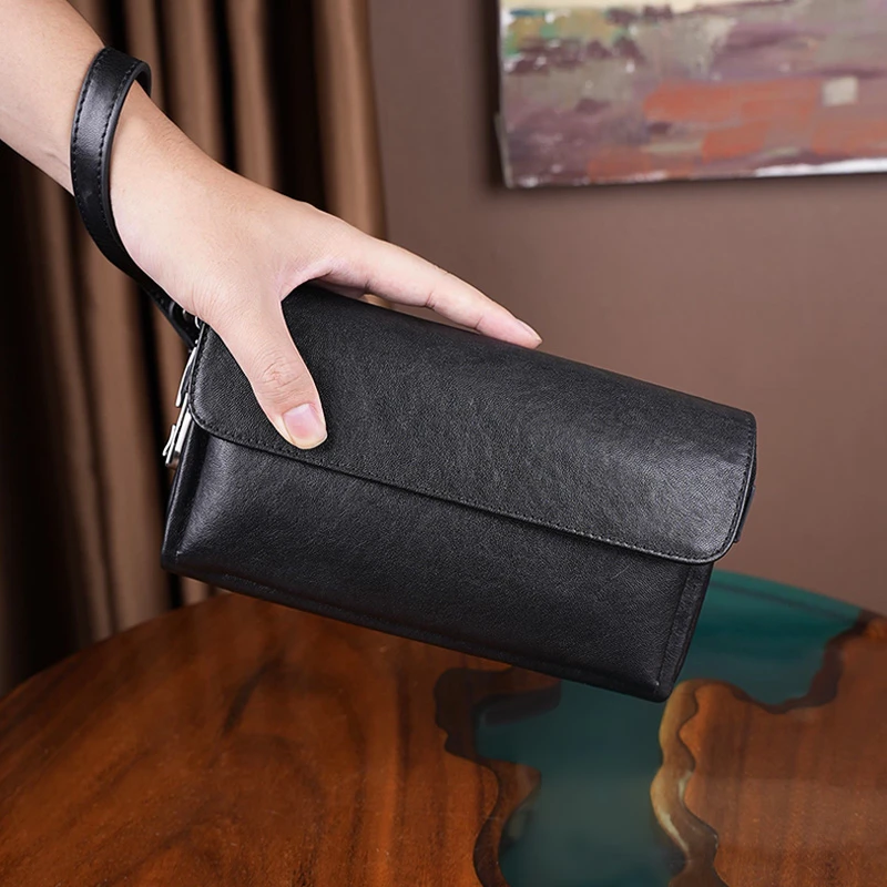 手抓包男款手包商务休闲手拿斜挎包头层牛皮多功能男包男士手拿包