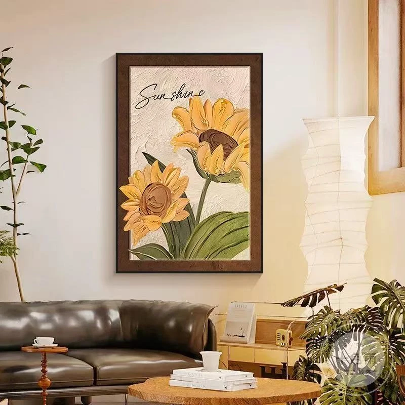 手工砂岩法式中古风复古客厅玄关餐厅书房挂画小众系列3045