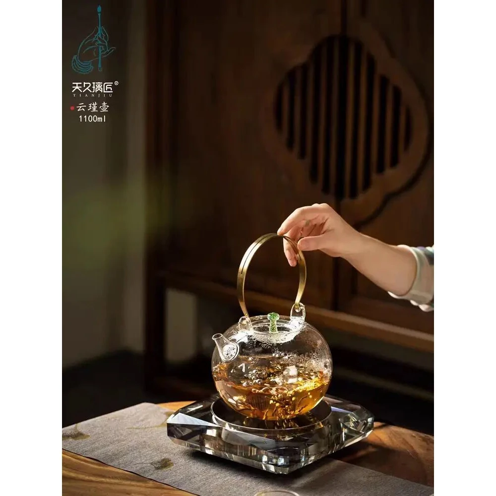 铜提梁把手高硼硅耐热玻璃电陶炉专用大容量烧煮水壶