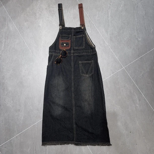 【早秋新款拼色背带裙】洋气减龄高级感背带裙6817时尚百搭水洗