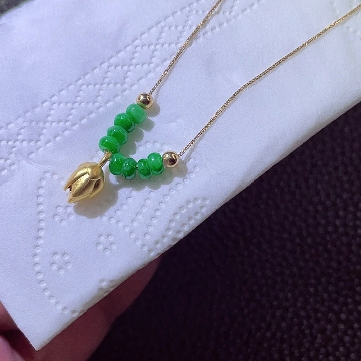 颈饰18K金镶嵌翡翠翡翠