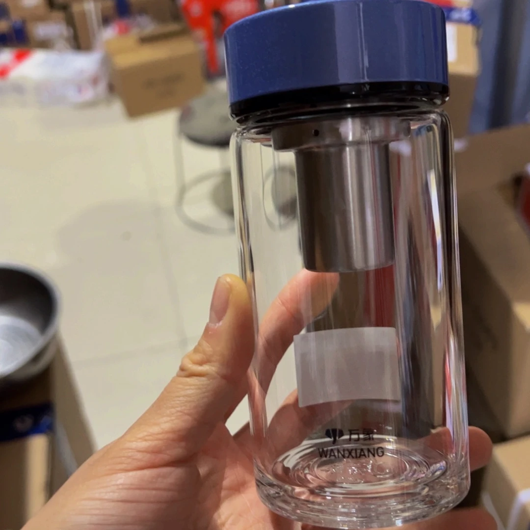 U161A蓝色单层烫手玻璃杯300ml