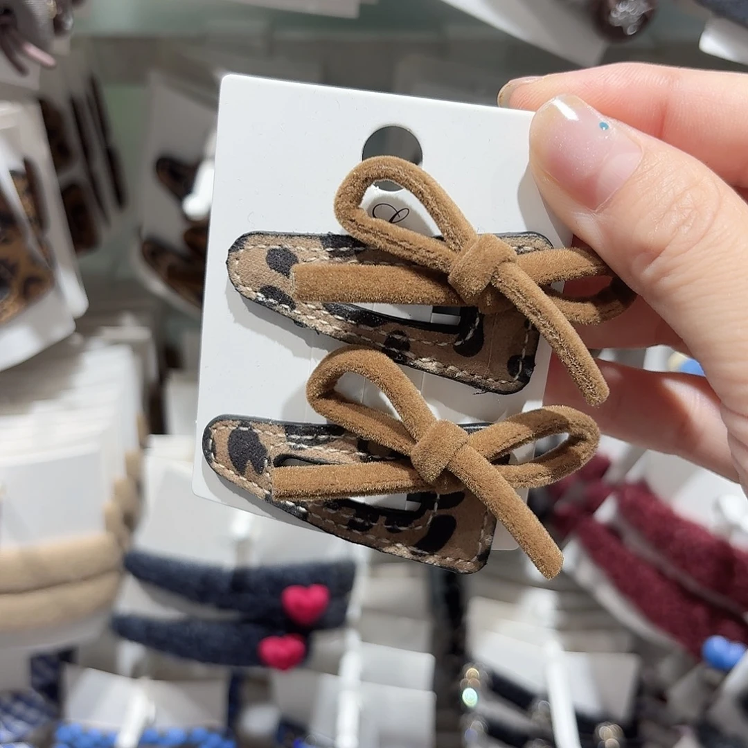 非金属布艺咖色蝴蝶结豹纹三角拜拜