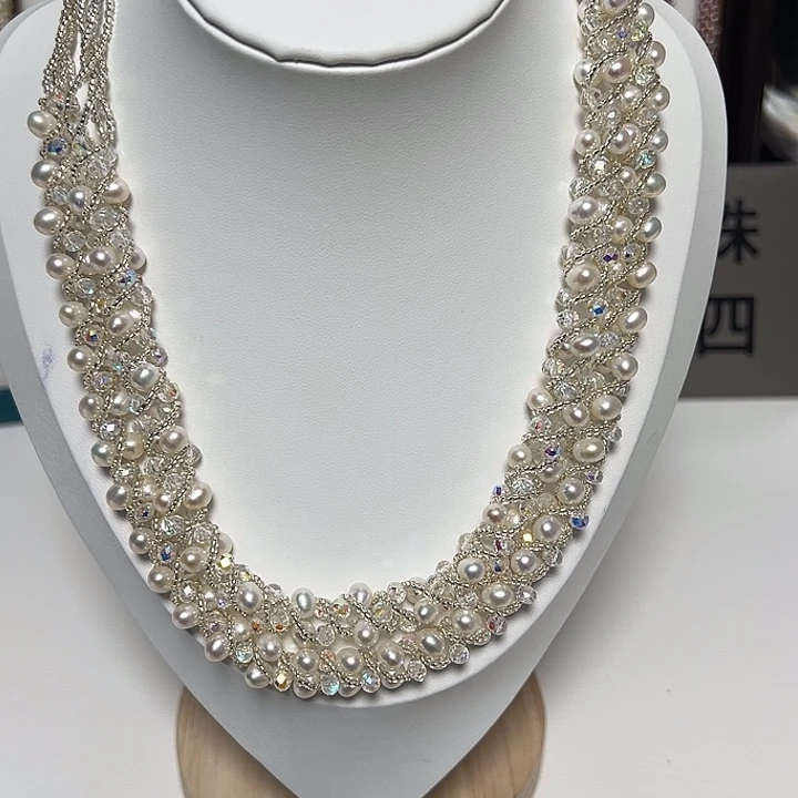 颈饰淡水珍珠钛钢