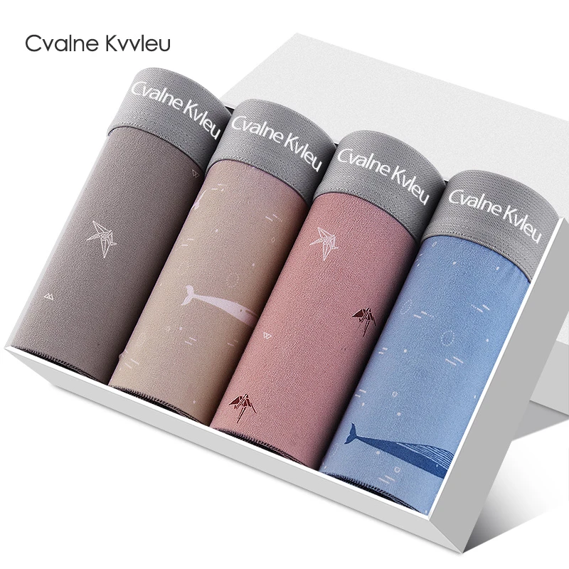 男士印花潮流青少年四角裤舒适透气大码宽松抗菌平角短裤中腰裤条