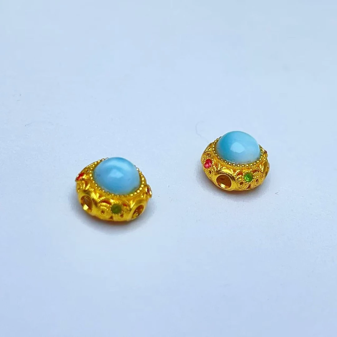 【萌宝饰品】B261海纹石新款小圆蛋面通孔款6*8mm 手串配饰时尚