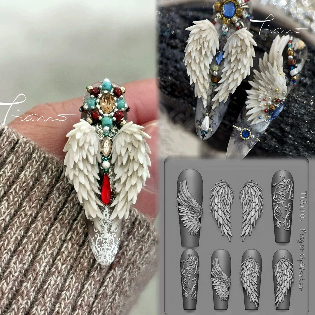 FOXFINGER· 猪猪老师联名Ti Amo原创小众石膏羽翼美甲模具