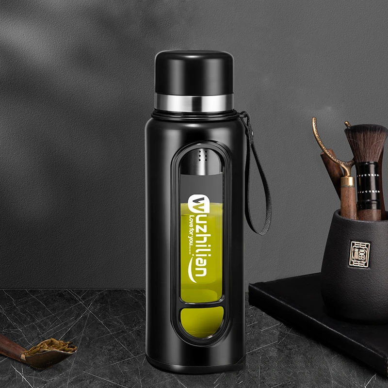 拓进便携茶水分离泡茶水杯子超大号玻璃杯大容量双层耐高温防摔