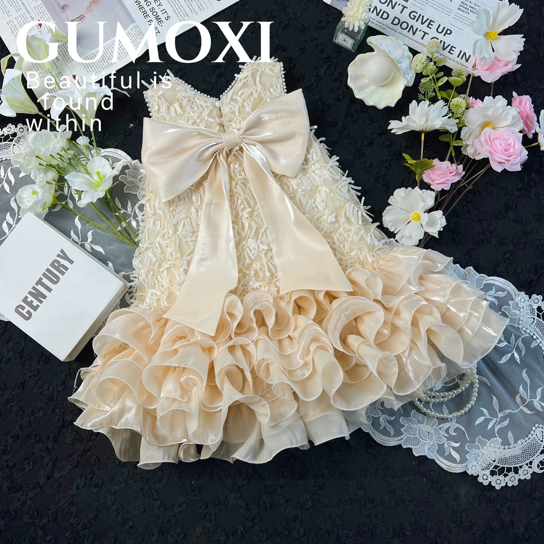 【栀】设计师夏季女童公主甜美轻小女孩时尚仙气流光蓬蓬纱连衣裙