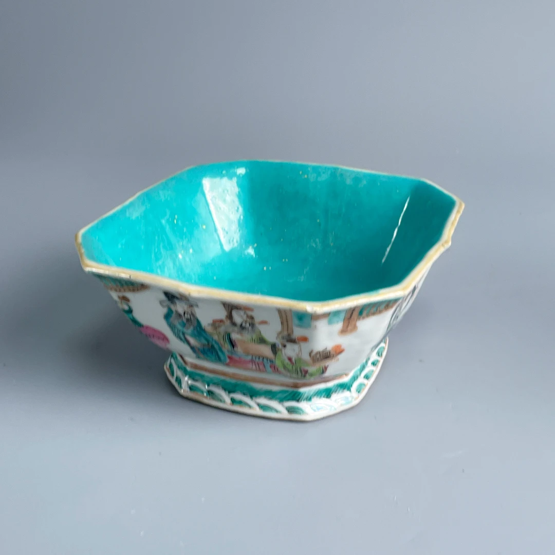 清同治粉彩人物故事供盘/M25CR003B39瓷器/古董/古玩/文物/绣花张