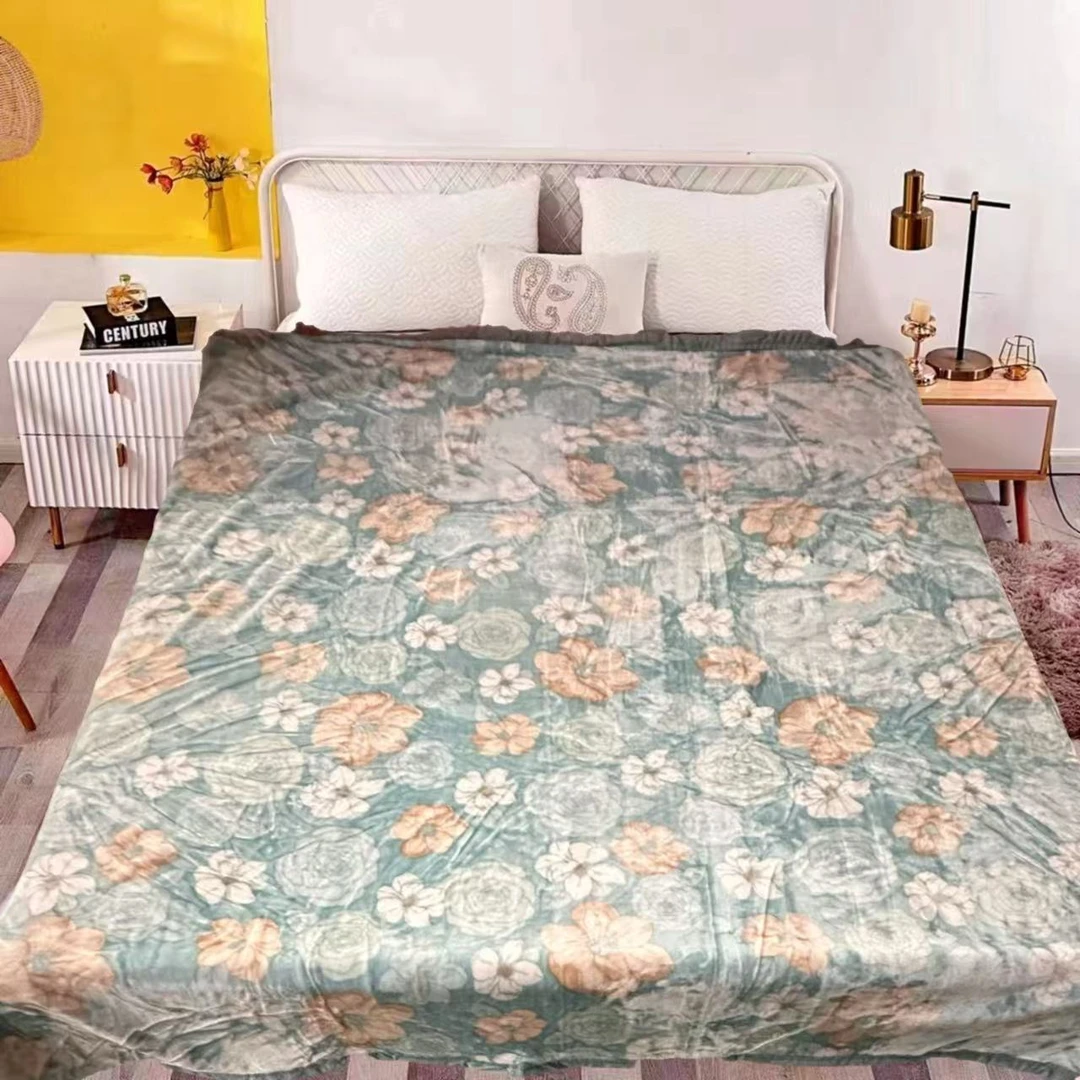 200*230cm 蓝色 田园碎花 单层午睡毯多功能卧室加厚绒毛毯