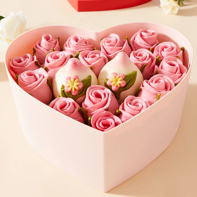 520情人节母亲节花饽饽中式蛋糕玫瑰花馒头实用礼盒礼物花样花束