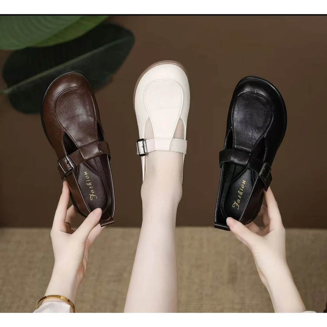 百搭气质单鞋浅口时尚小皮鞋爆款百搭软底软皮