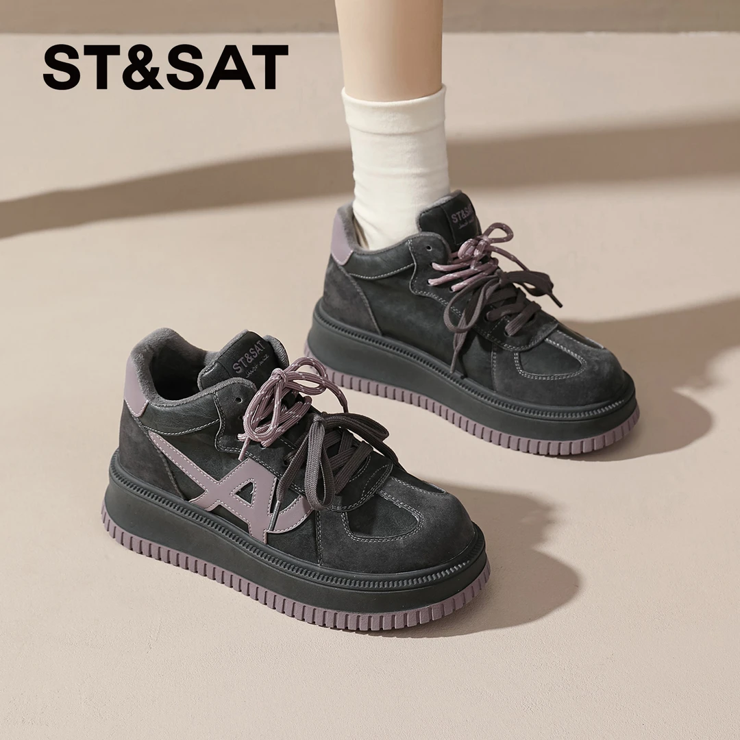 星期六加绒德训鞋女2025新款冬厚底高帮板鞋运动棉鞋保暖雪地靴爆