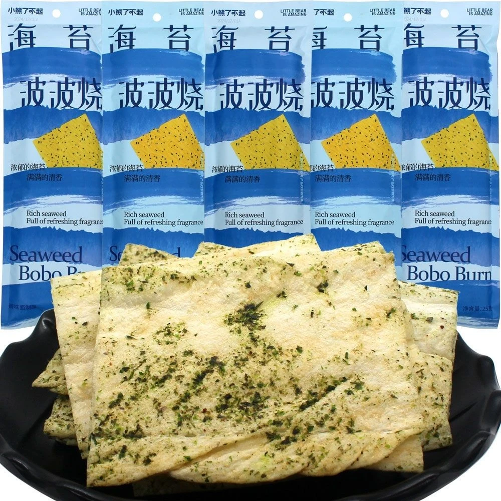 小熊了不起25g海苔啵啵烧甜辣辣条海苔味辣片解馋网红整件批发