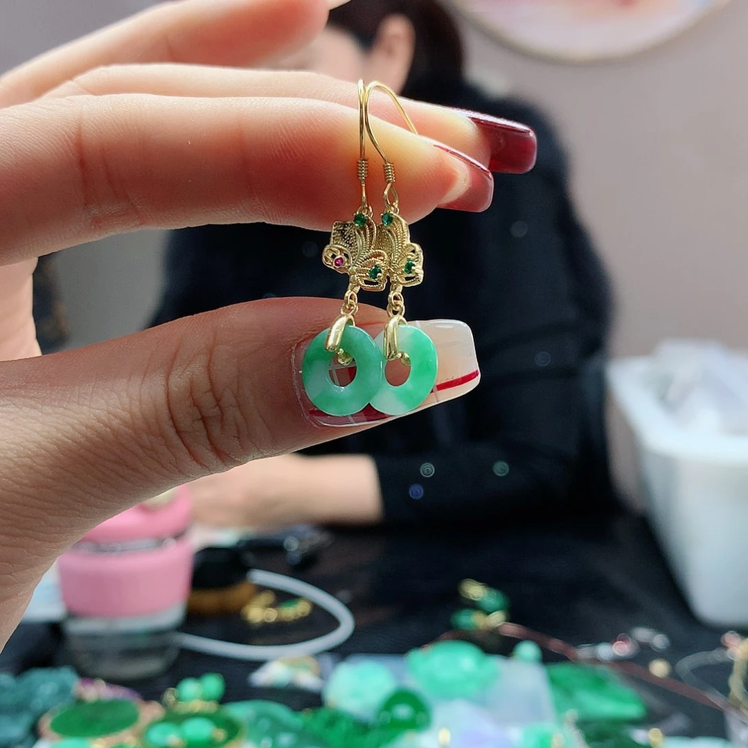 【闪购商品】翡翠耳饰银S925镶嵌，