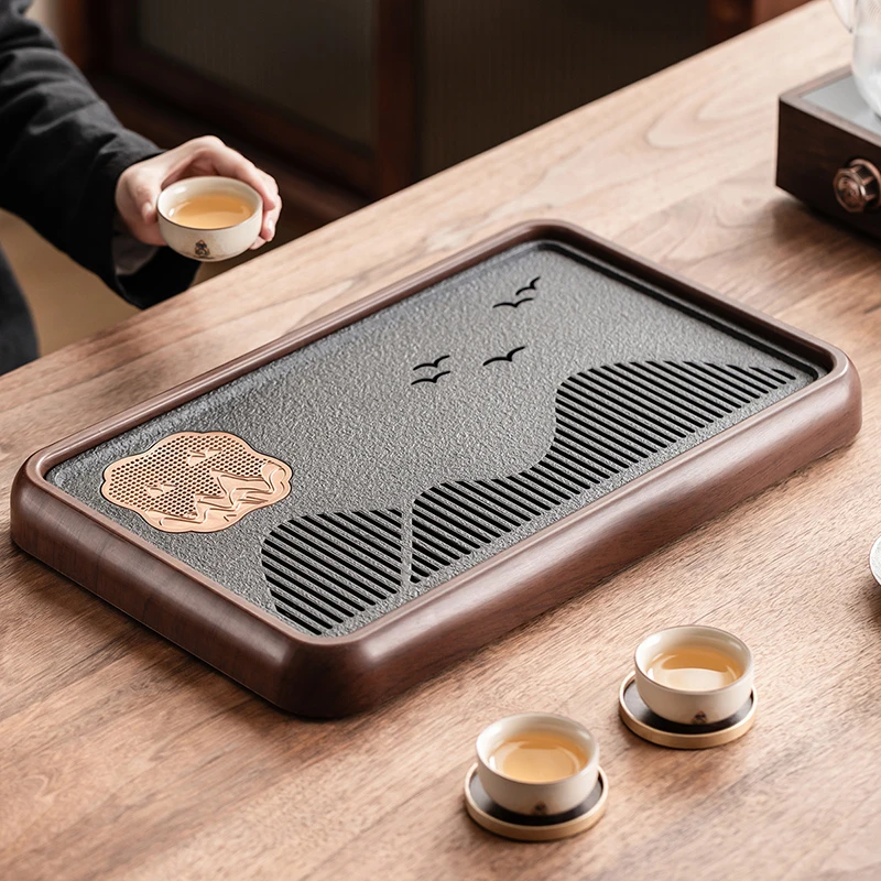 仿乌金石小型干泡茶盘2025新款家用高档茶具客厅茶托盘茶海小茶台