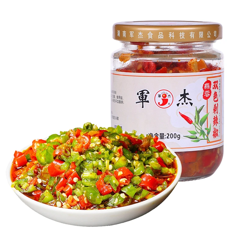 【下饭神器】湖南剁辣椒开盖蒜蓉双色剁椒下面蘸酱调味酱下饭菜