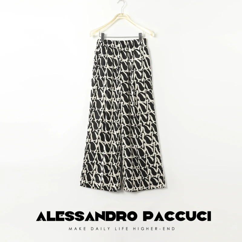 【孤品特价不退不换】洛哥42049KC经典黑白印花直筒裤长裤