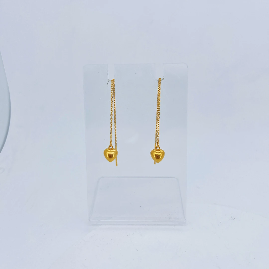 足金999黄金爱心金耳线1.38
