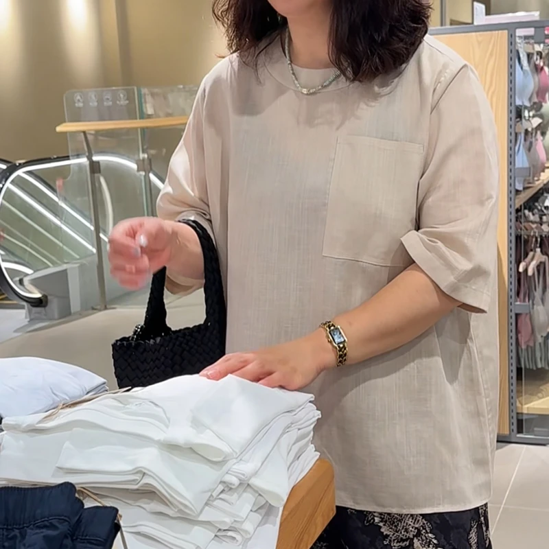 《大吴原创》“粉黛”夏季天丝亚麻小衫纯色百搭透气舒适