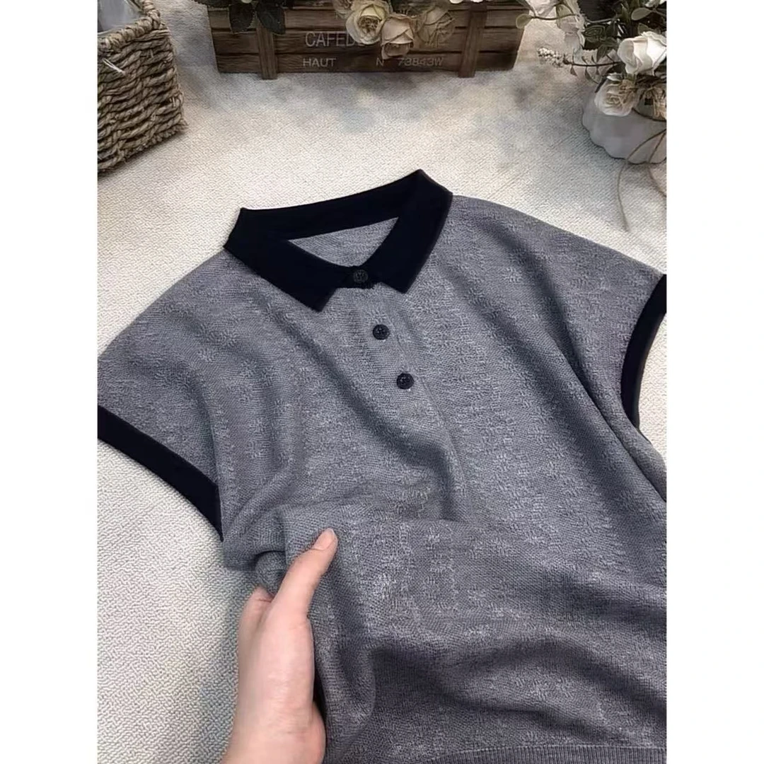 丽丽家~朦胧灰时尚休闲百搭薄款纯色翻领上衣