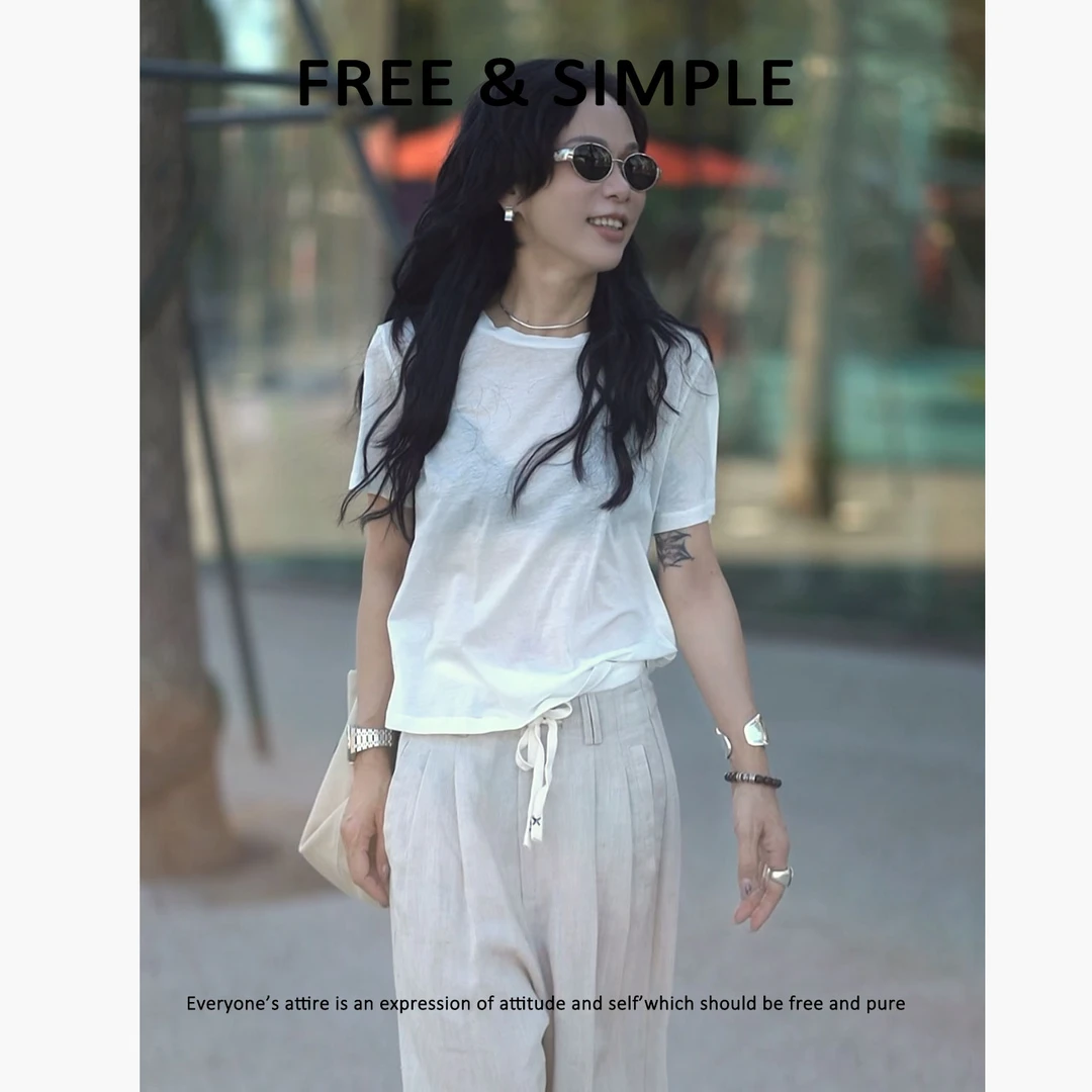 Free&Simple-‘面膜T’极简小众设计感随性开叉百搭T恤-00317