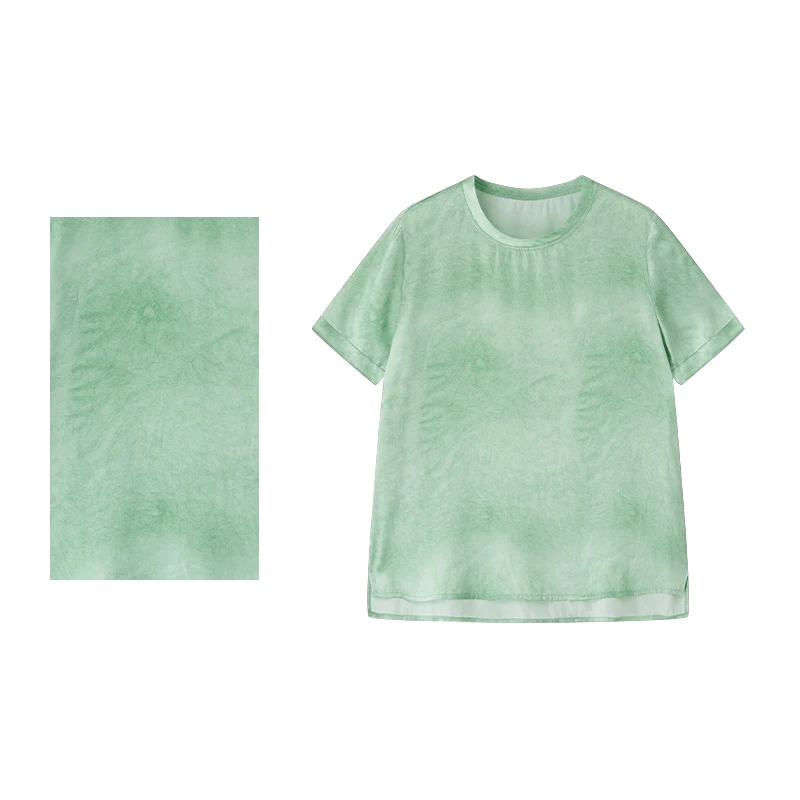 100%桑蚕丝夏季时尚简约炒色素绉缎女士气质圆领洋气衣服女Y50910