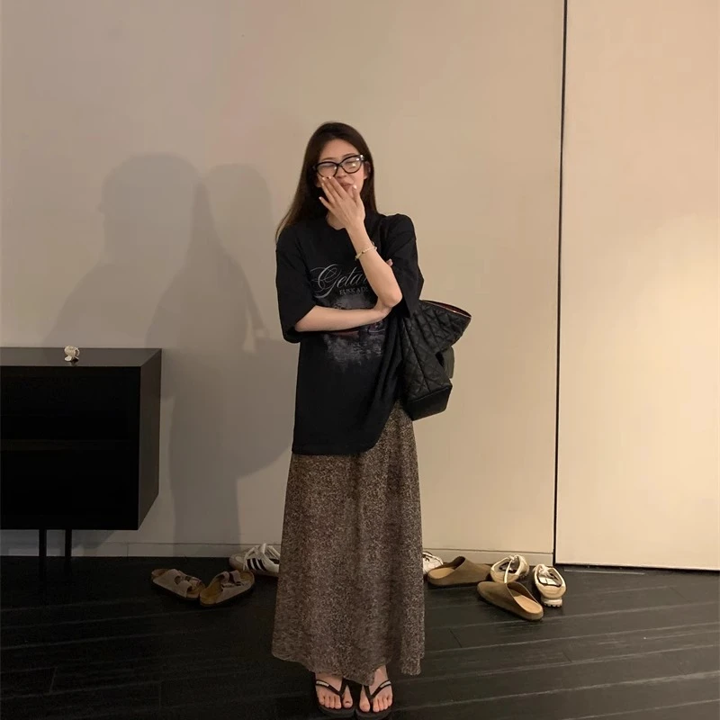 2025夏季新款复古港风休闲风通勤时尚套装上衣时尚高腰裙子辣妹风