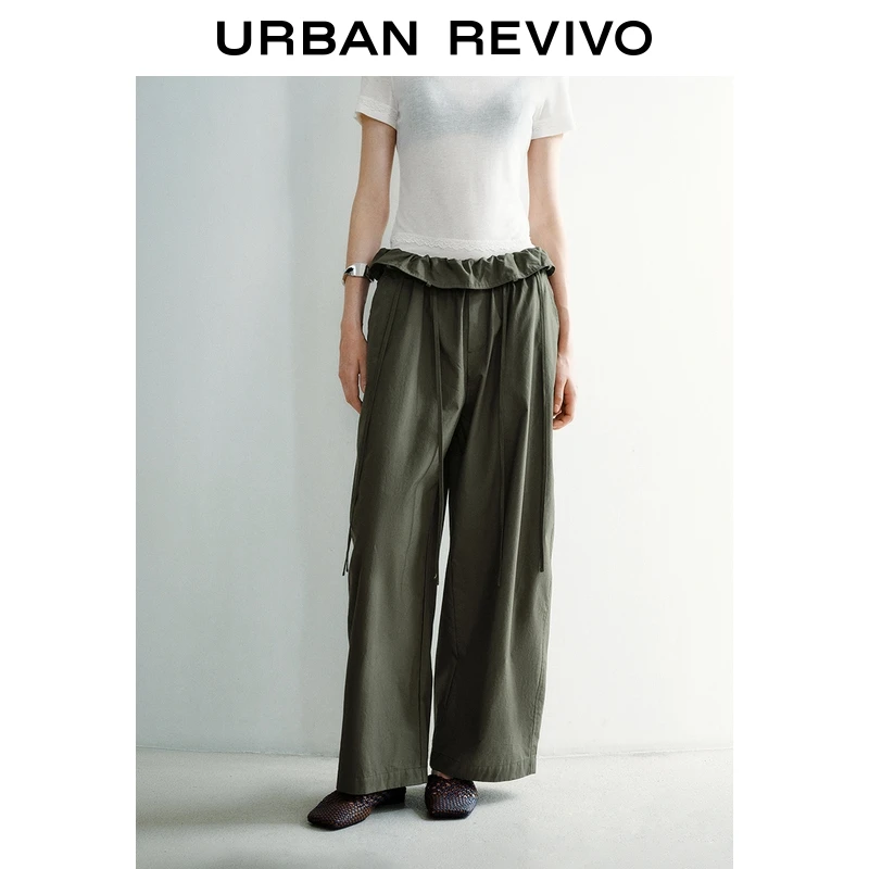 UR2025夏季新款女装花苞松紧腰系带超宽松阔腿裤UWJ650029