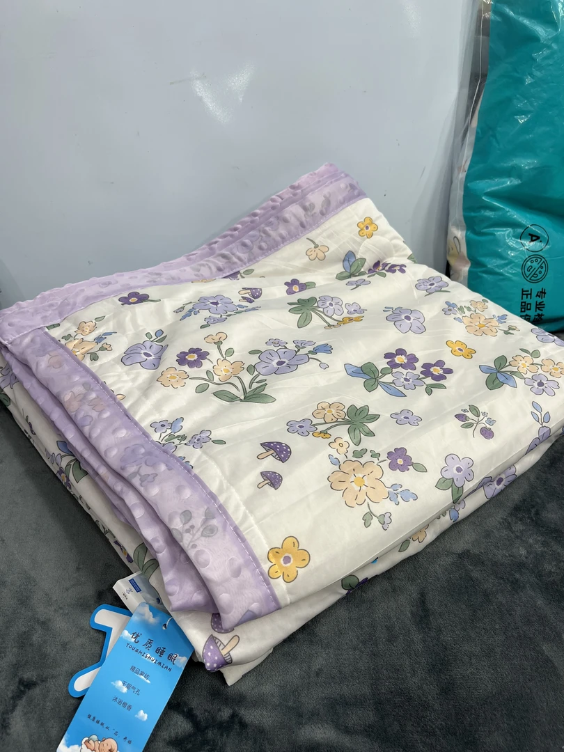 紫花凉感丝凉豆豆单人夏被150*200cm学生夏凉被做工微瑕介意慎拍