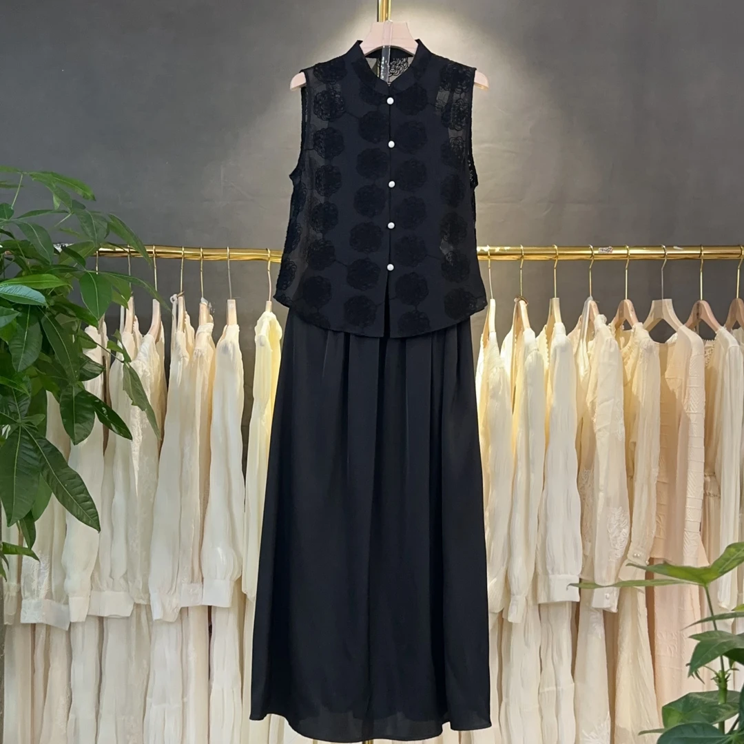 K2014中国风新中式国风重工网红背心设计师女装时尚套装