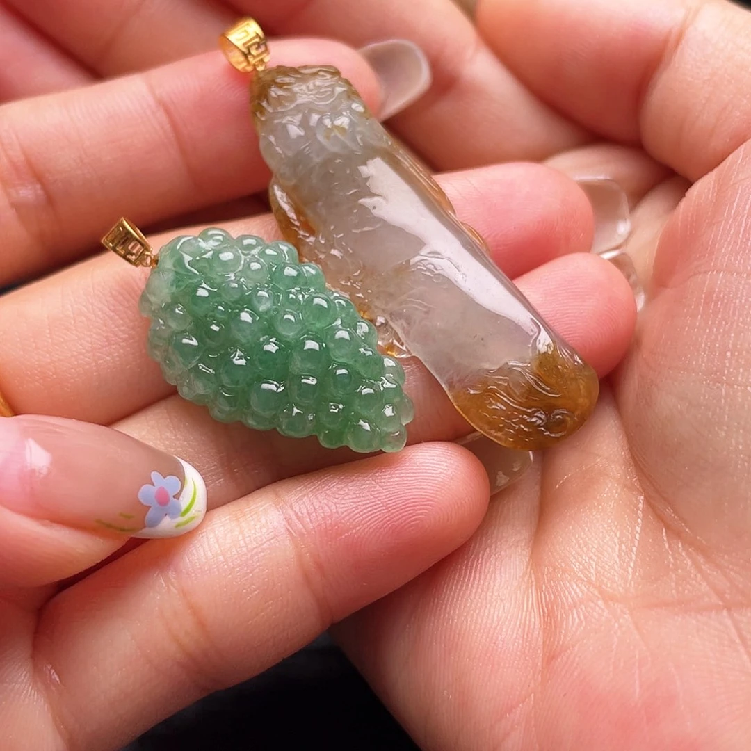 定制翡翠18K金镶嵌苯天然