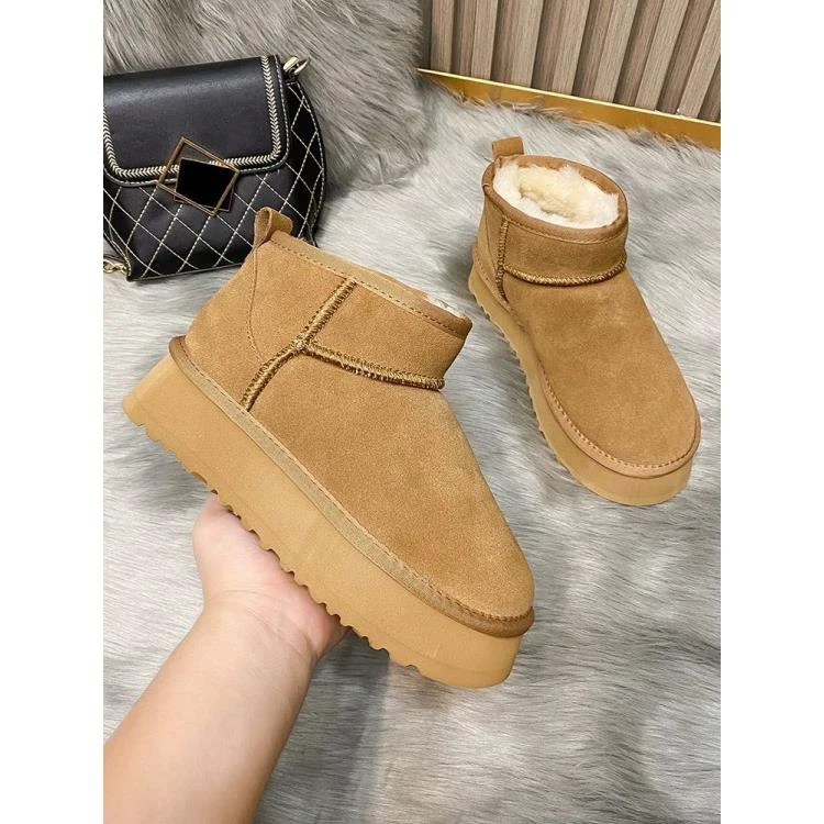 厚底雪地靴时尚真皮休闲皮毛一体新款冬季加绒保暖百搭潮流3001