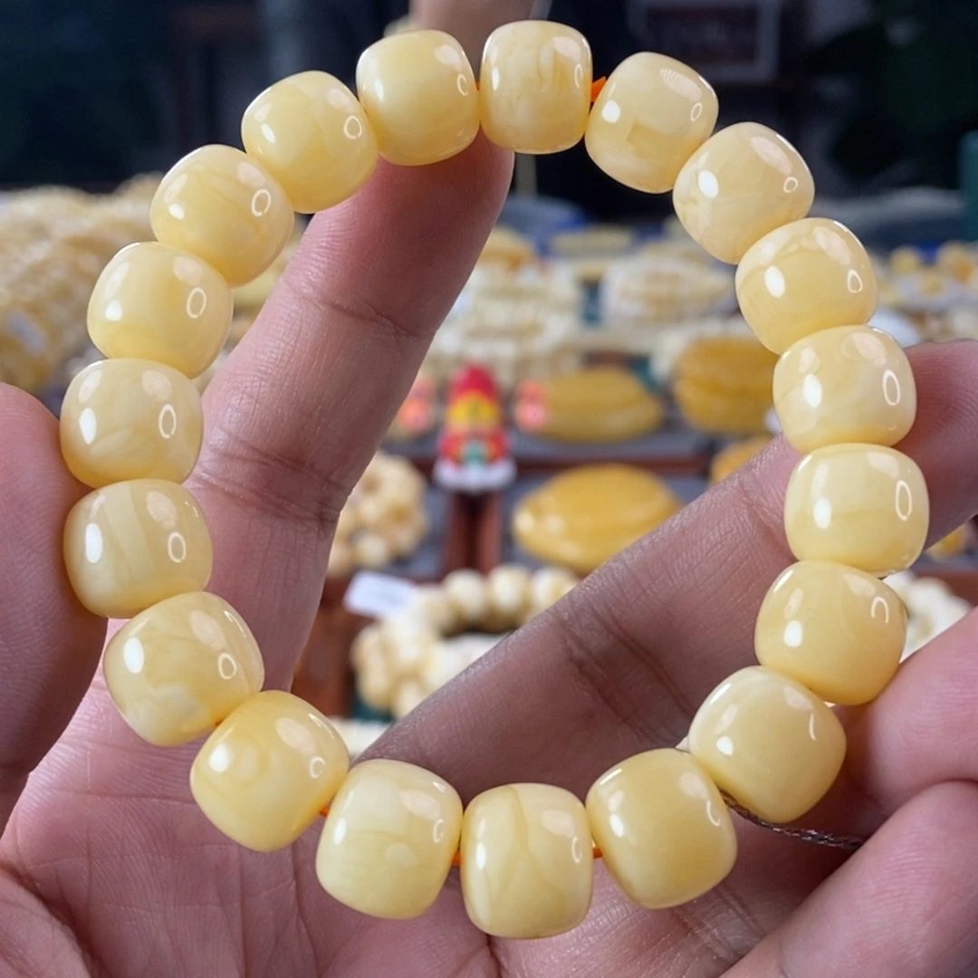 琥珀珠宝奇石未镶嵌12+浓蜡手串22.77