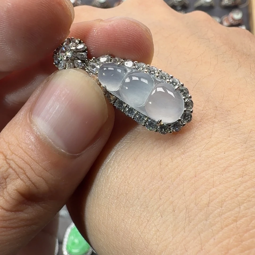 翡翠银S925镶嵌戒指天然缅甸翡翠A货