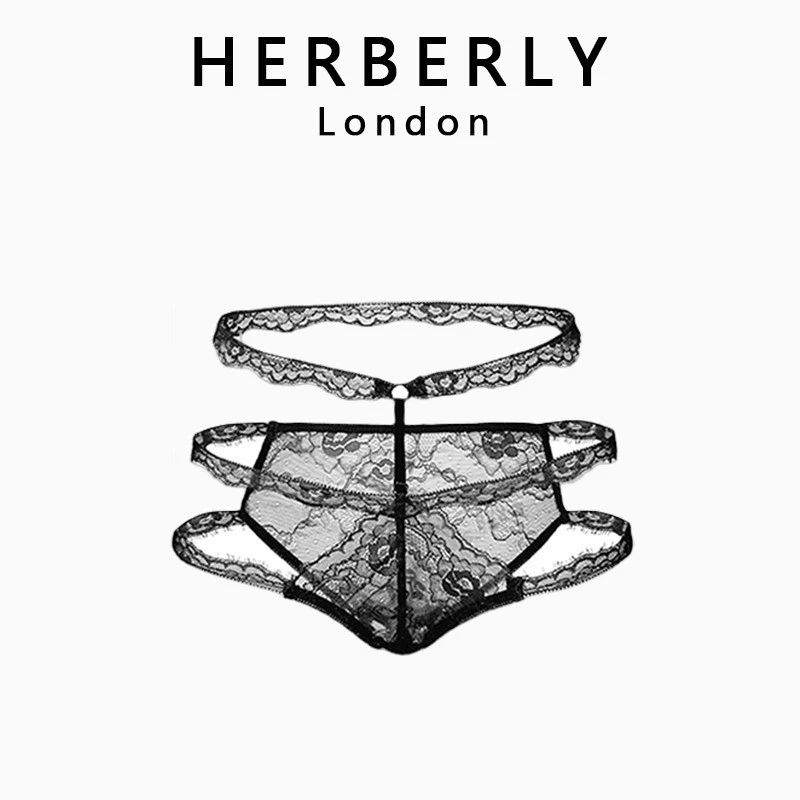 英国 HERBERLY 性感女士内裤蕾丝交叉镂空可高腰透气三角裤纯欲风