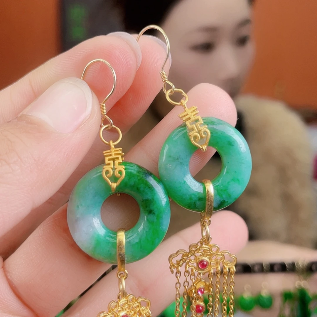 翡翠银S925镶嵌耳饰