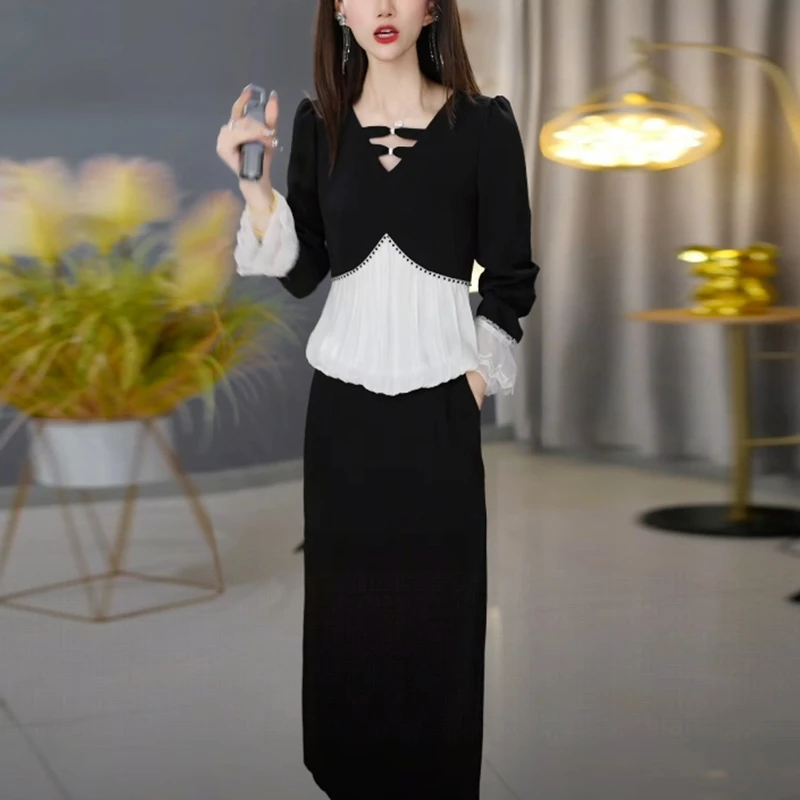 气质优雅小个子裙子套装女新款2025爆款洋气显瘦法式两件套连衣裙