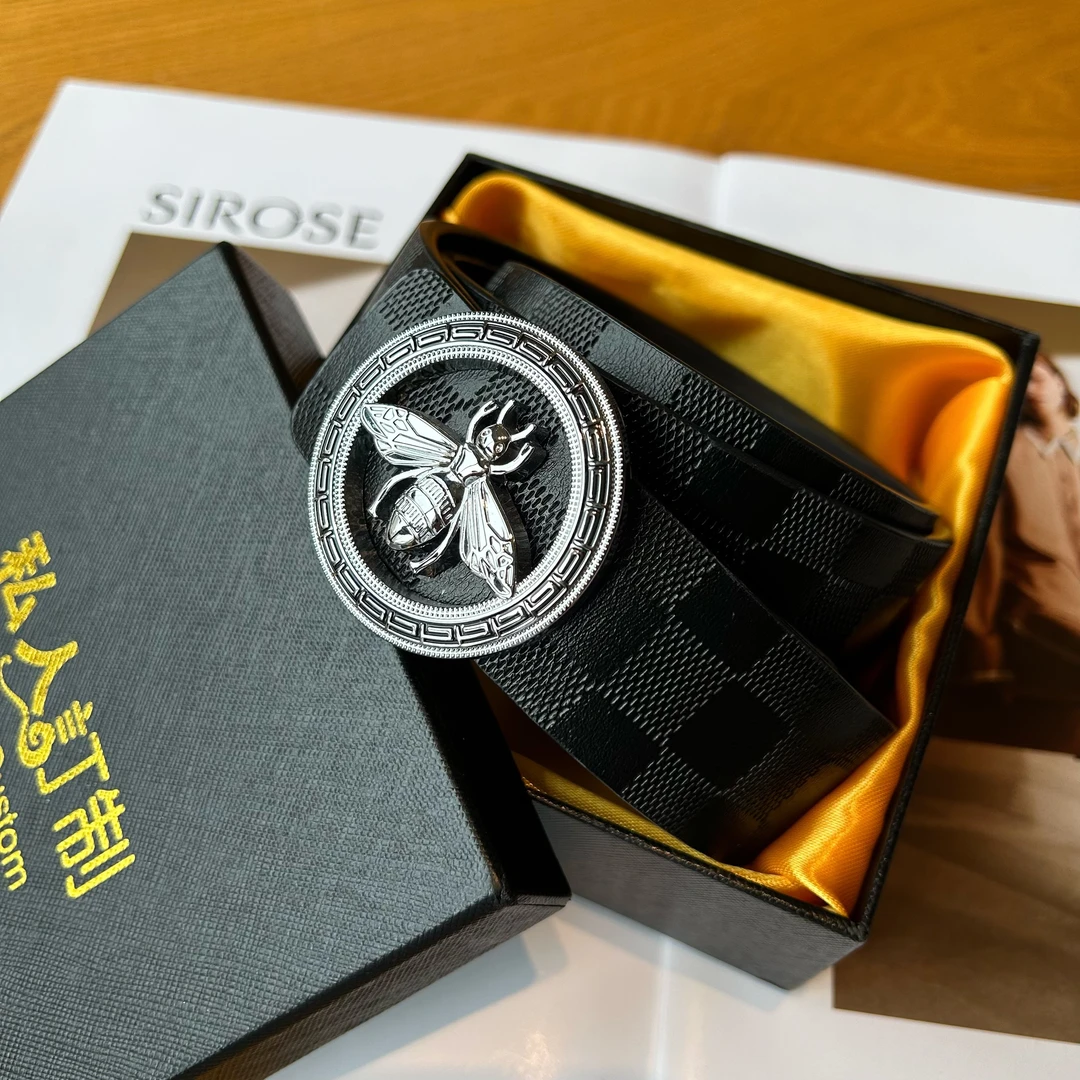 centrekoala男士真皮牛皮黑色腰带休闲百搭潮流个性商务镶钻皮带