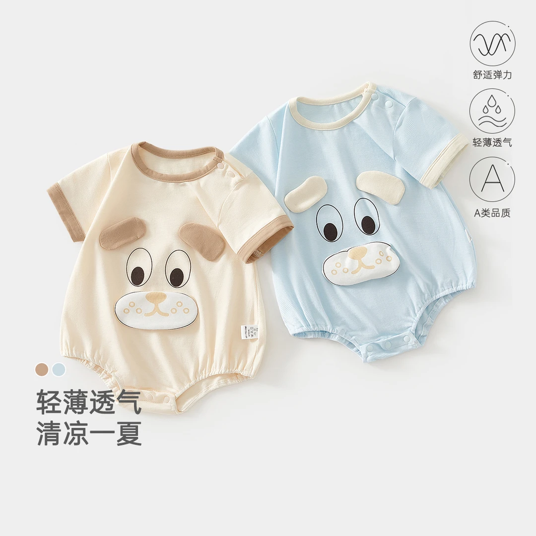 新生儿连体包屁衣春夏薄款a类初生宝宝短袖三角哈衣婴儿打底衣服
